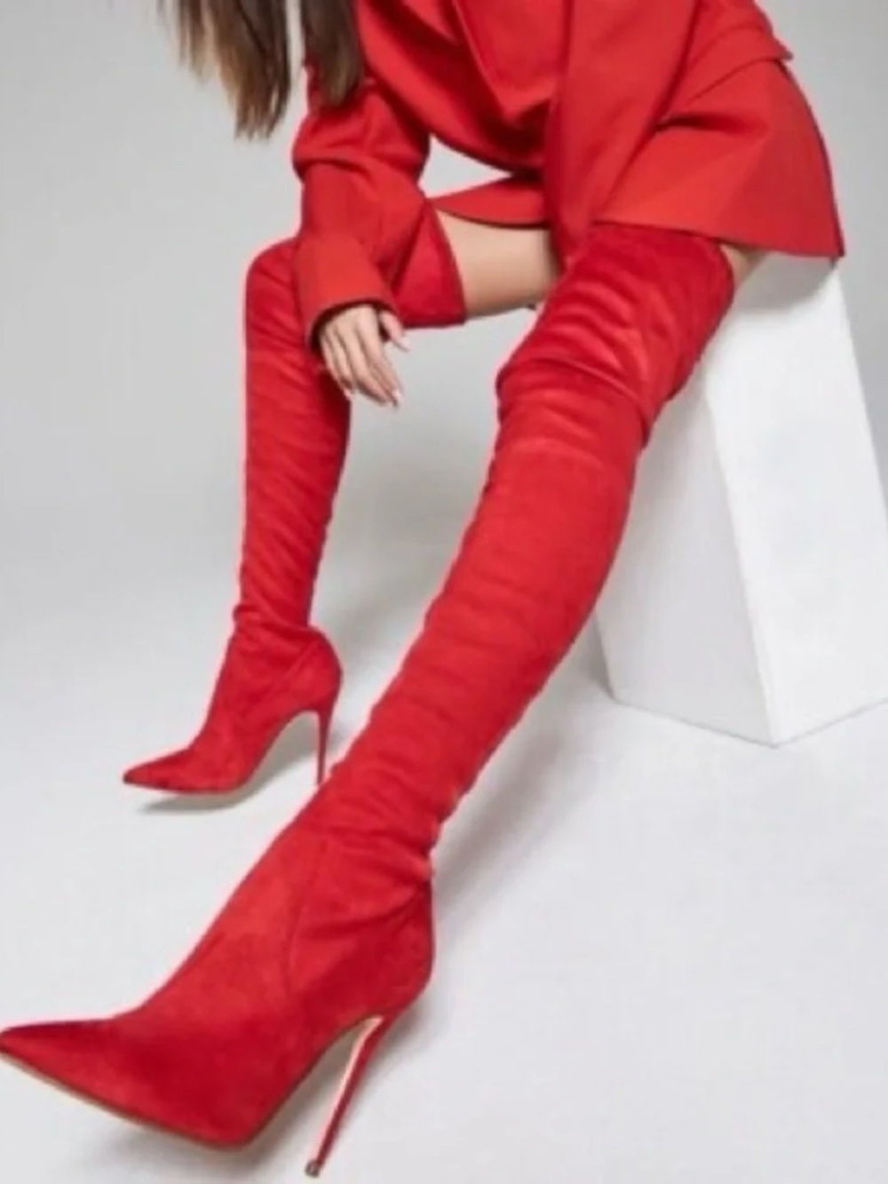Steve Madden Red Over the Knee Boots Size 8
